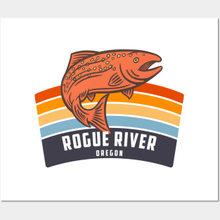 Rogue River Oregon Salmon Fishing Graphic Posters and Art